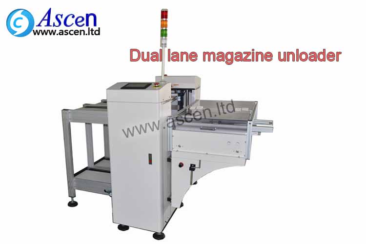 PCB online magazine unloader with multi track for NG reject PCB unloading