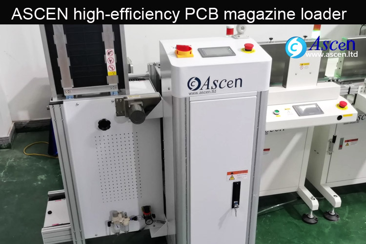 LED panel auto SMT stencil printer-PCB magazine loader,PCB turn  conveyor,pcb conformal coating machine,PCB router,PCB depaneling  machine,pcb buffer conveyor from ASCEN technology