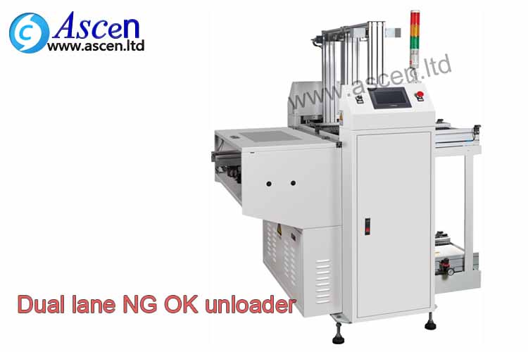 PCB Conveyor LED dual lane PCB NG OK unloader separate the NG PCB board and OK PCB board after solder